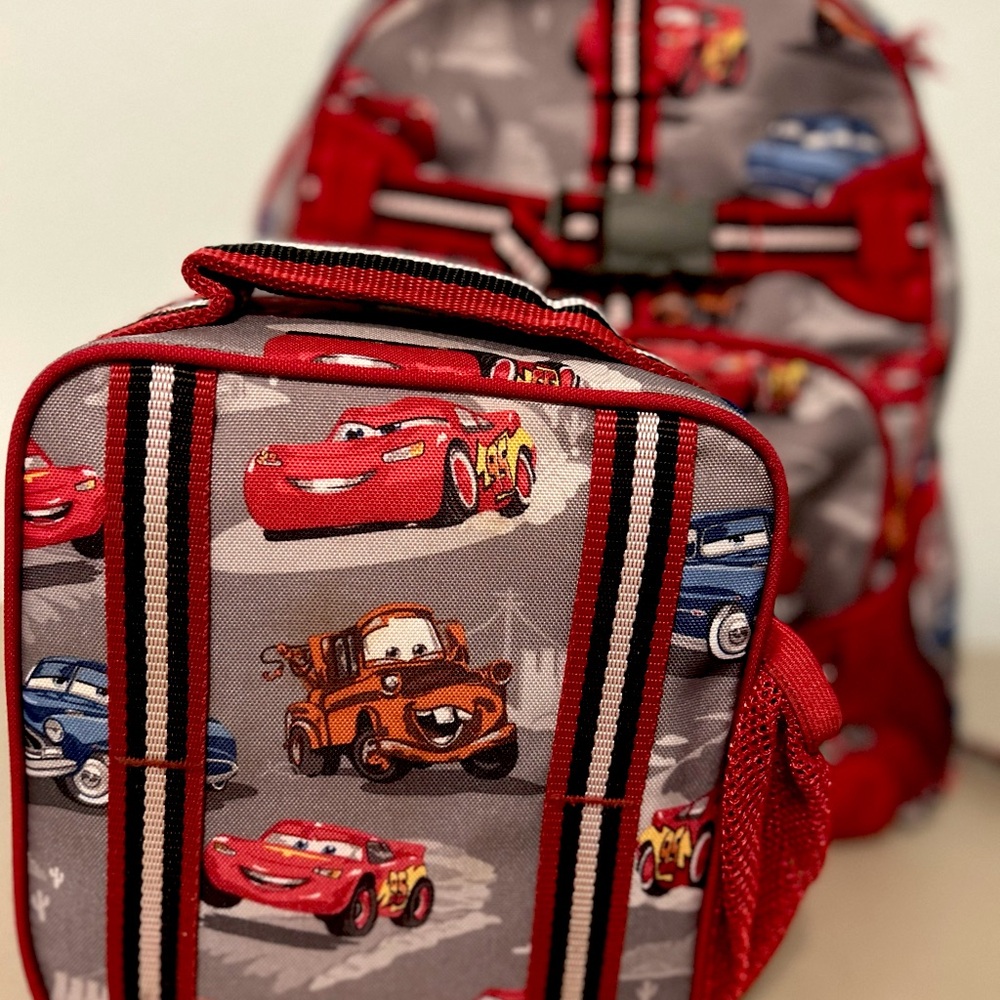 Pottery, barn, kids, cars, backpack, and lunchbox excellent condition